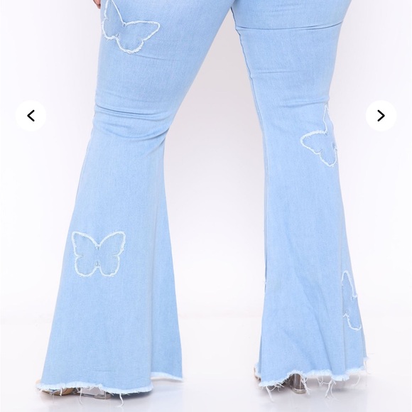 Women's Light Blue Flared Jeans with Butterfly Accents - Picture 9 of 9